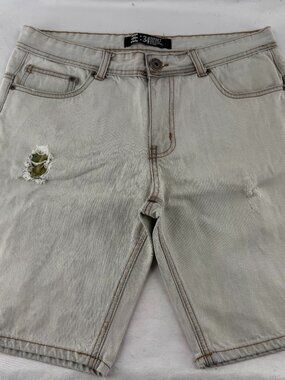 Effekt Distressed Denim Jean Shorts Mens Size 34 Light Wash Cargo Skate